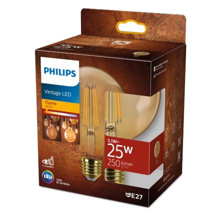 LED Bulb VINTAGE Philips G95 E27/3,1W/230V 1800K