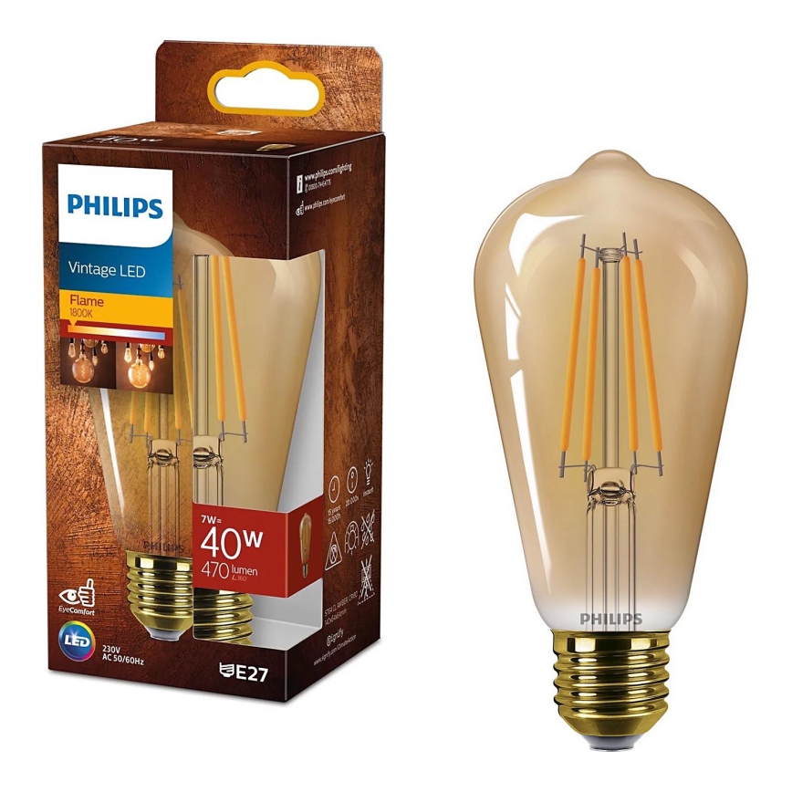 LED Bulb VINTAGE Philips ST64 E27/7W/230V 1800K