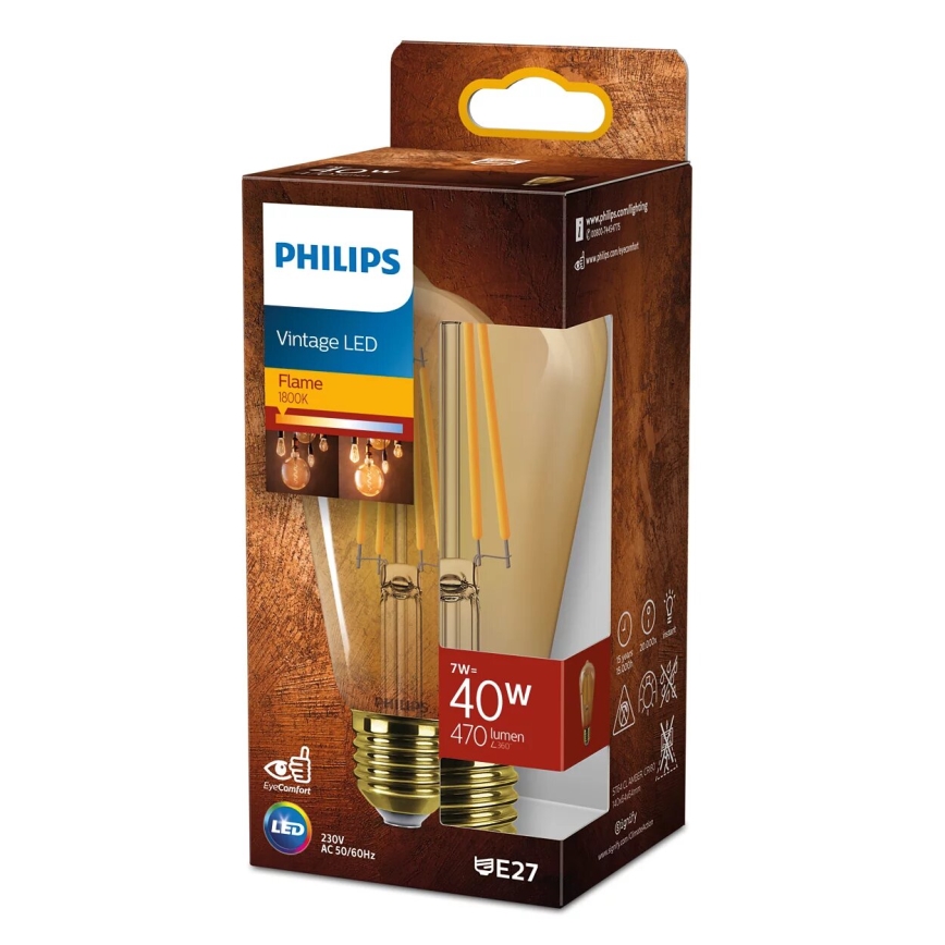 LED Bulb VINTAGE Philips ST64 E27/7W/230V 1800K