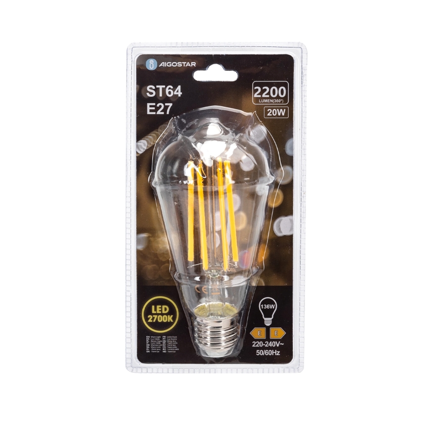 LED Bulb VINTAGE ST64 E27/20W/230V 2700K - Aigostar