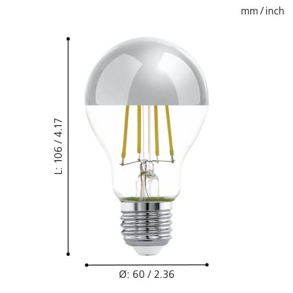 LED Bulb with a mirror spherical cap A60 E27/7W/230V 2700K - Eglo 11834