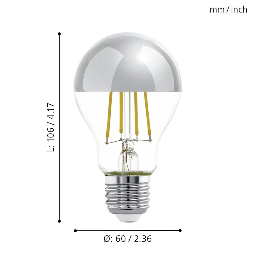 LED Bulb with a mirror spherical cap A60 E27/7W/230V 2700K - Eglo 11834