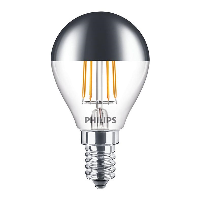 LED Bulb with a mirror spherical cap DECO Philips P45 E14/4W/230V 2700K