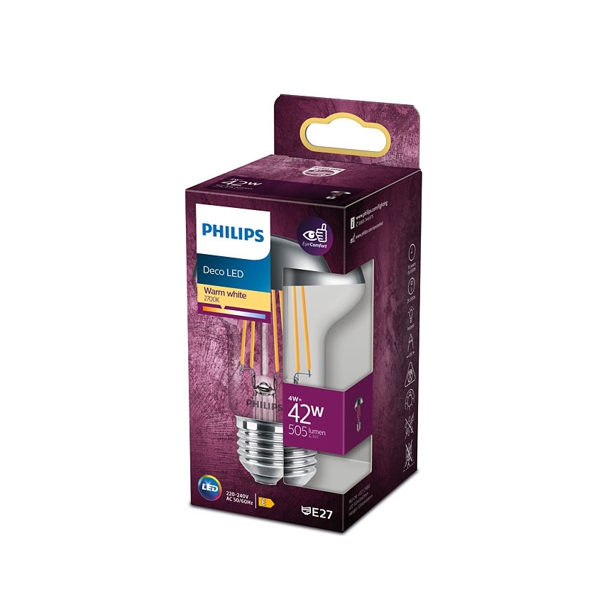 LED Bulb with a mirror spherical cap Philips DECO E27/4W/230V 2700K