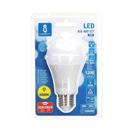LED Bulb with a motion and dusk sensor A60 E27/12W/230V 3000K - Aigostar