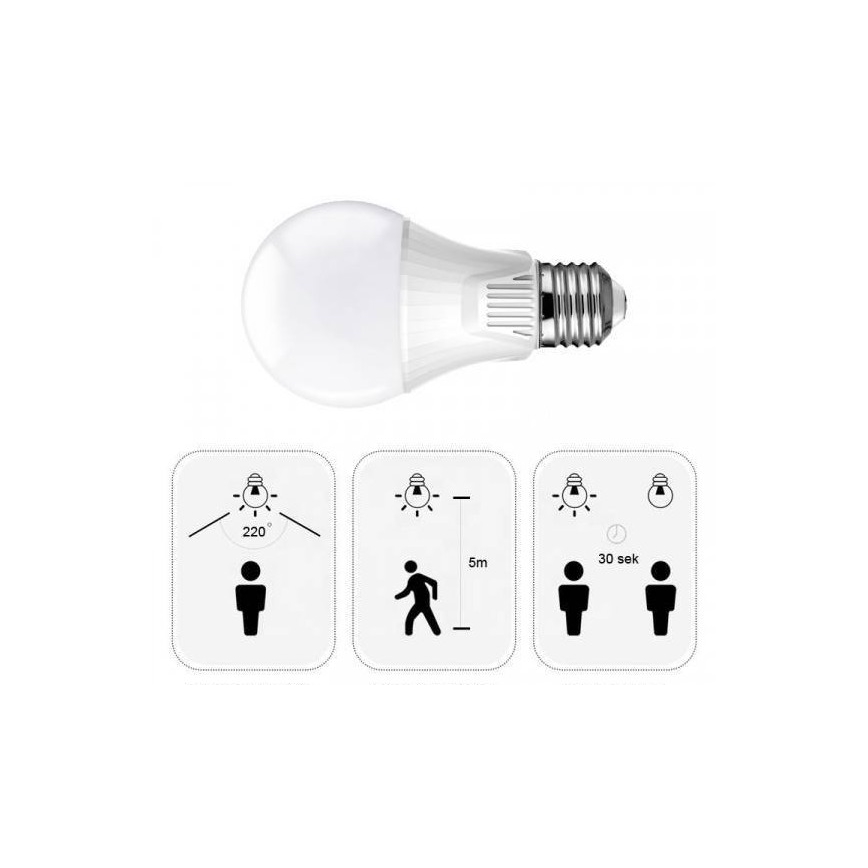LED Bulb with a sensor E27/9W/230V 6500K