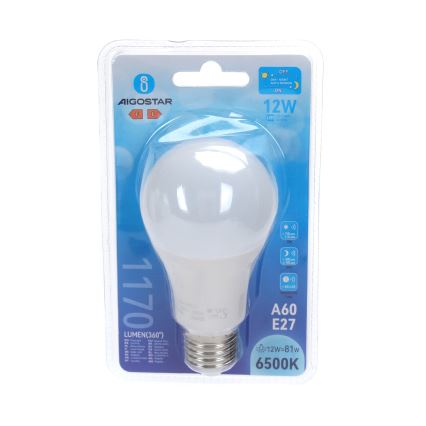 LED Bulb with Dusk Sensor A60 E27/12W/230V 6500K - Aigostar
