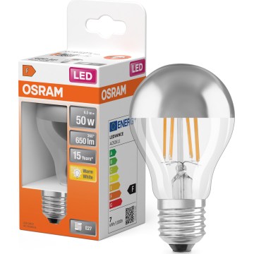LED bulb with mirrored cap FILAMENT E27/6,5W/230V 2700K silver- Osram