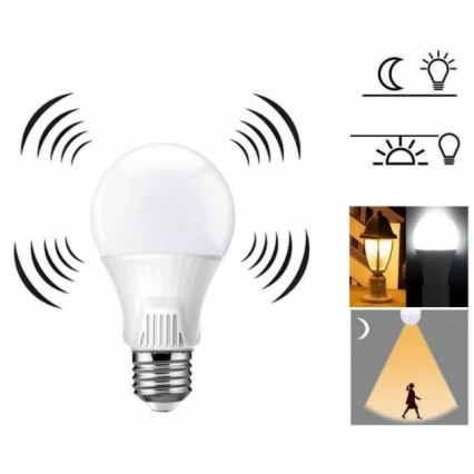 LED Bulb with Motion Sensor, E27 Base, 9W, 230V, 6500K