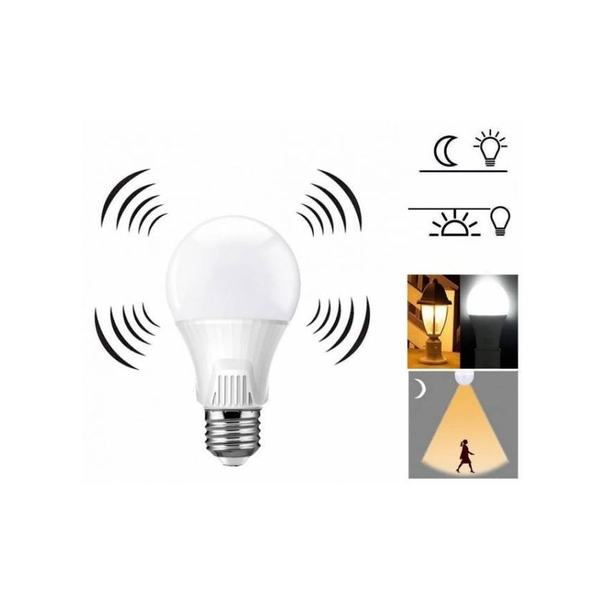 LED Bulb with Motion Sensor, E27 Base, 9W, 230V, 6500K