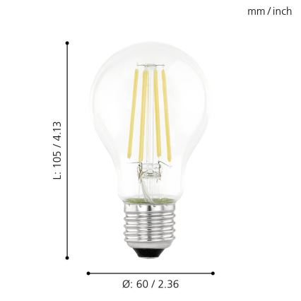 LED Bulb with sensor VINTAGE A60 E27/6W/230V 3000K - Eglo 11886