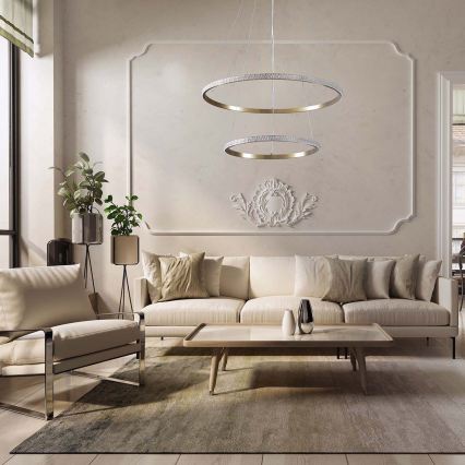 LED cable-hung chandelier DIANA LED/44W/230V 4000K dia. 59 cm gold