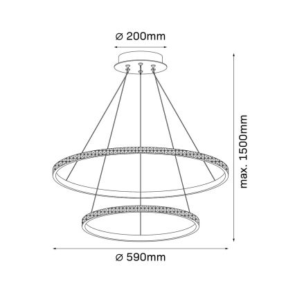 LED cable-hung chandelier DIANA LED/44W/230V 4000K dia. 59 cm gold