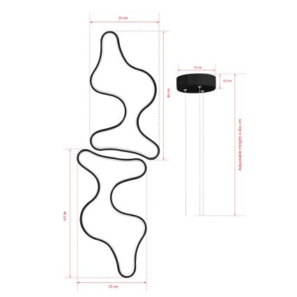 LED Cable-Hung Chandelier DUPLE ARTISAN LED/80W/230V 4000K Black