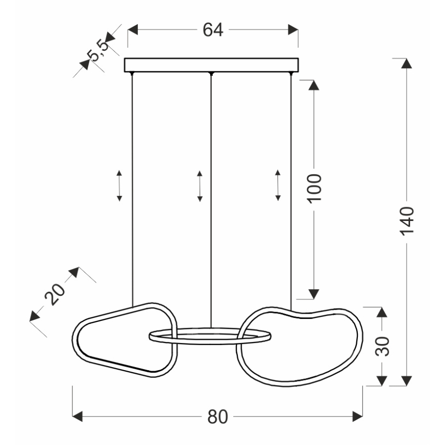 LED Cable Pendant ANNELI LED/30W/230V 80 cm, Gold