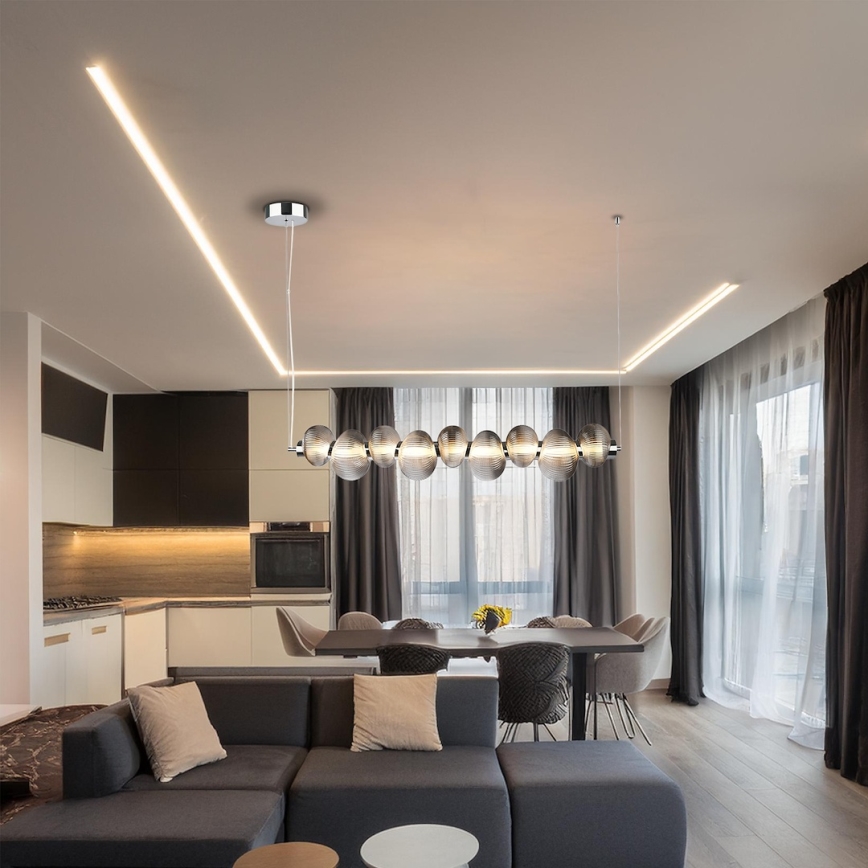 LED Cable Pendant BOLLA LED/32W/230V, Glossy Chrome/Smoked Gray