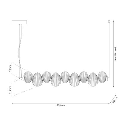 LED Cable Pendant BOLLA LED/32W/230V, Glossy Chrome/Smoked Gray