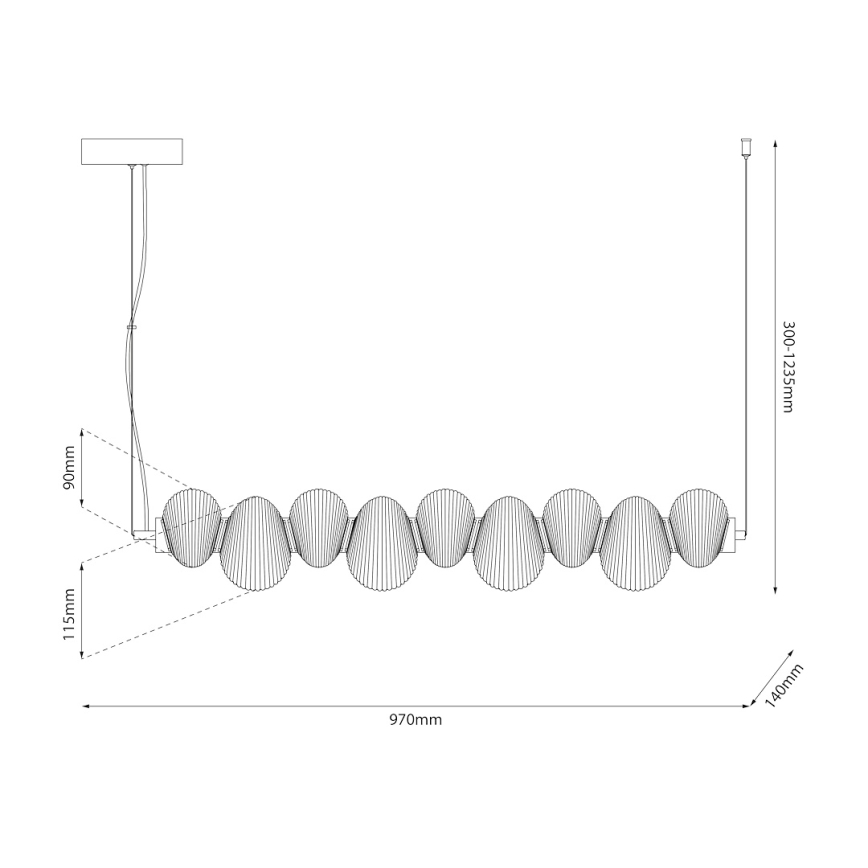 LED Cable Pendant BOLLA LED/32W/230V, Glossy Chrome/Smoked Gray