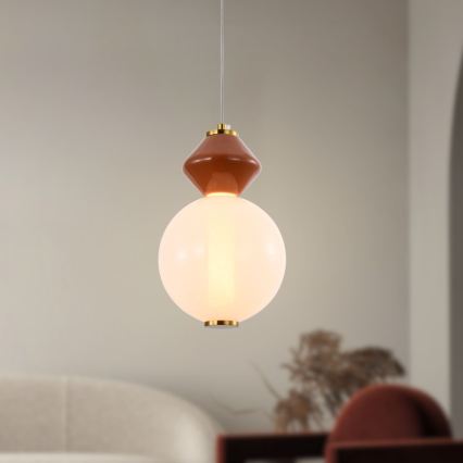 LED Cable Pendant FLORES LED/7W/230V Gold/Brown