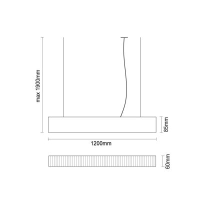 LED Cable Pendant Light, 55W, 230V — Tunable White 3000/4000/6500K, 120 cm, Black