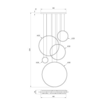 LED Cable Pendant SATURNO LED/100W/230V, Gold