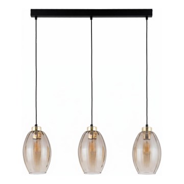 LED Cable Pendant SEBO 3xE27/15W/230V Black/Smoky Beige