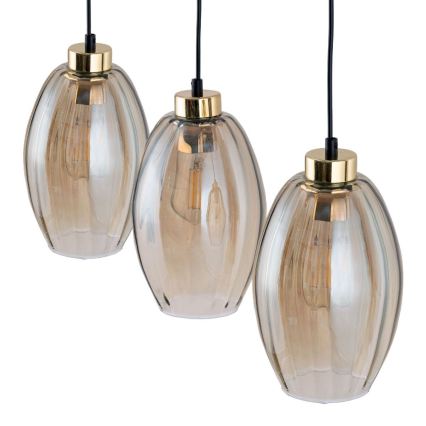 LED Cable Pendant SEBO 3xE27/15W/230V Black/Smoky Beige