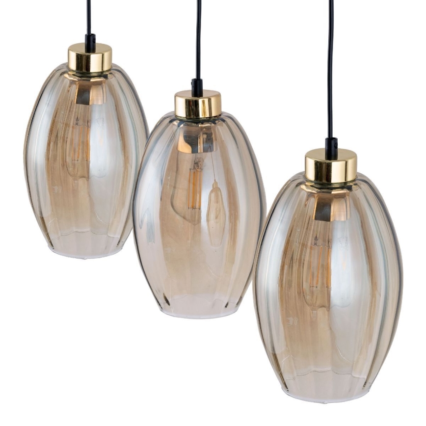 LED Cable Pendant SEBO 3xE27/15W/230V Black/Smoky Beige