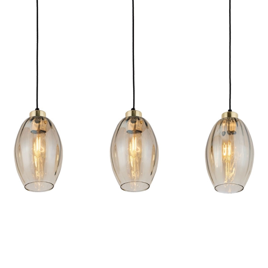 LED Cable Pendant SEBO 3xE27/15W/230V Black/Smoky Beige