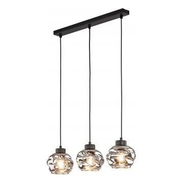 LED Cable Pendant ZULIA 3xE27/15W/230V Black/Smoked Black