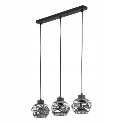 LED Cable Pendant ZULIA 3xE27/15W/230V Black/Smoked Black