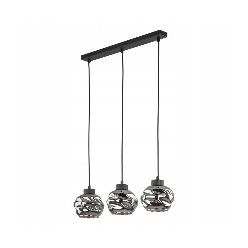 LED Cable Pendant ZULIA 3xE27/15W/230V Black/Smoked Black