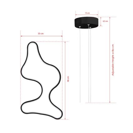 LED Cable-Suspended Chandelier ARTISAN LED/36W/230V 6500K Black
