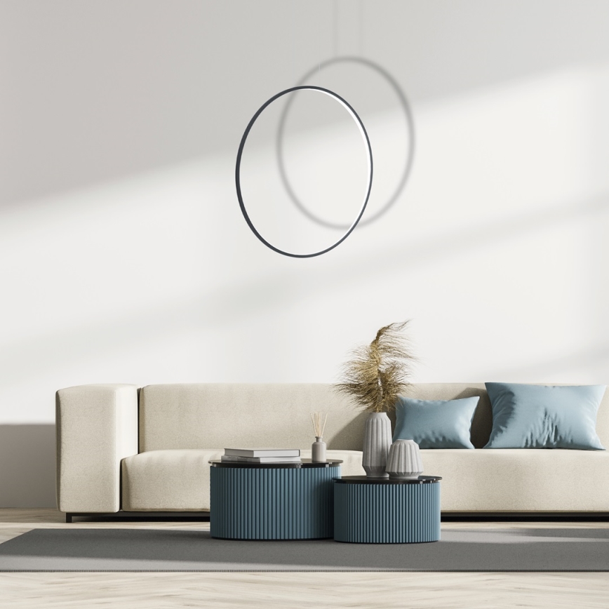 LED Cable-Suspended Chandelier SATURNO LED/46W/230V Ø 80 cm IP44 Black