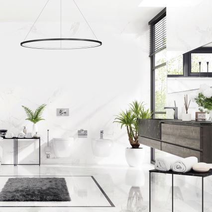 LED cable-suspended chandelier SATURNO LED/65W/230V Ø 120 cm IP44 black