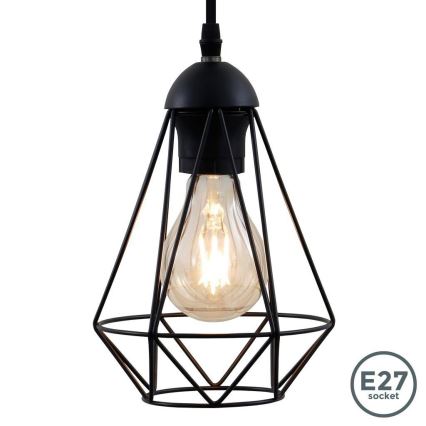 LED cable-suspended pendant 1x E27 / 6.5W / 230V / 2500K, black