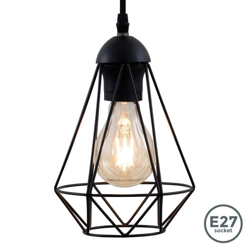 LED cable-suspended pendant 1x E27 / 6.5W / 230V / 2500K, black