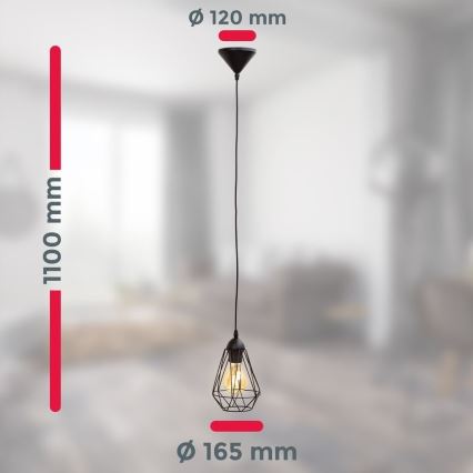 LED cable-suspended pendant 1x E27 / 6.5W / 230V / 2500K, black