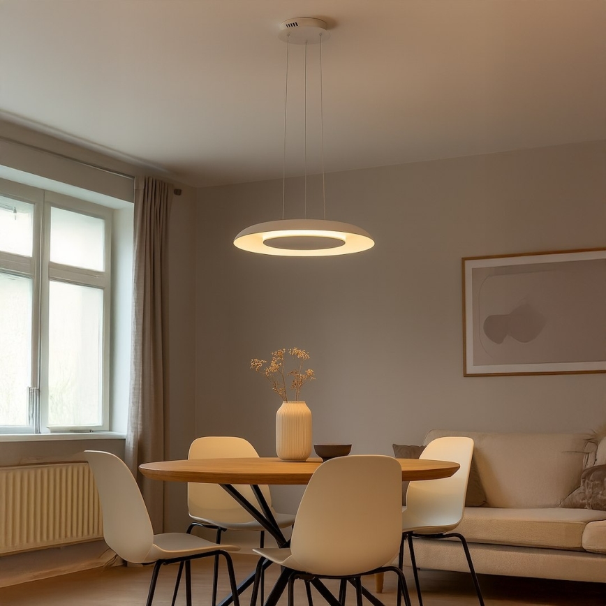 LED Cable-Suspended Pendant PIATTINO LED/30W/230V 2700/3200/4000K Ø 40 cm White