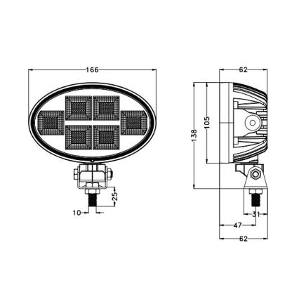 LED Car spotlight BLACK LED/150W/10-30V IP69 5700K oval