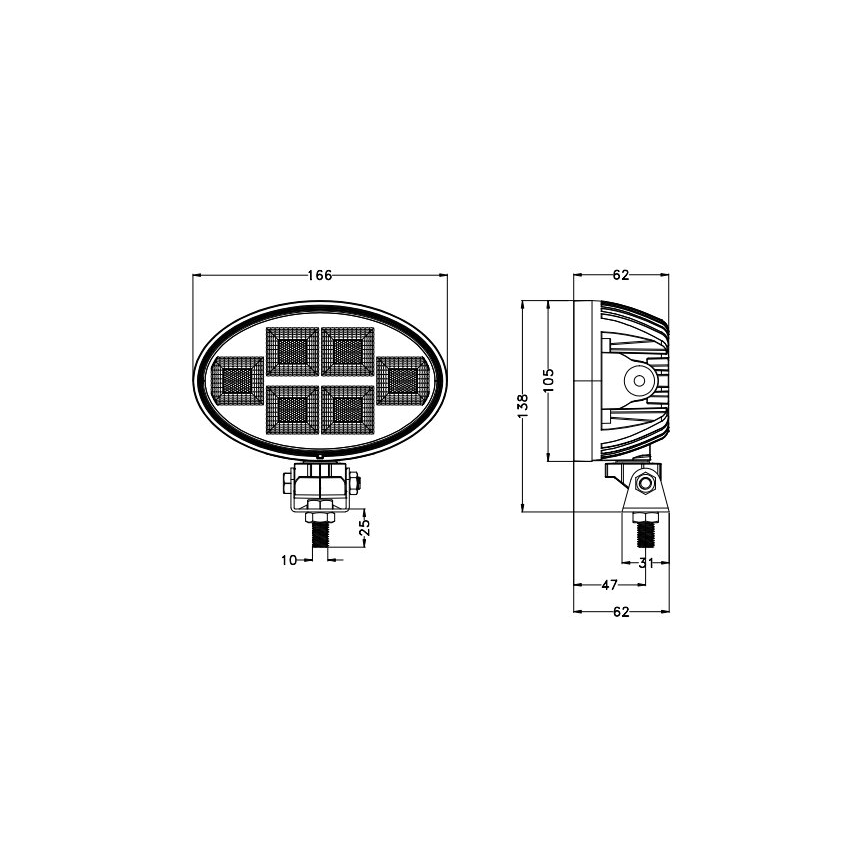 LED Car spotlight BLACK LED/150W/10-30V IP69 5700K oval