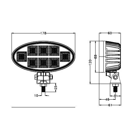 LED Car spotlight BLACK LED/160W/10-30V IP69 5700K oval