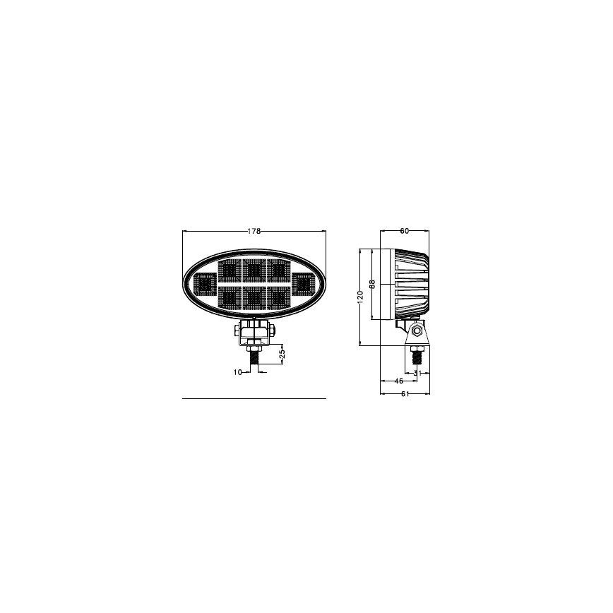 LED Car spotlight BLACK LED/160W/10-30V IP69 5700K oval