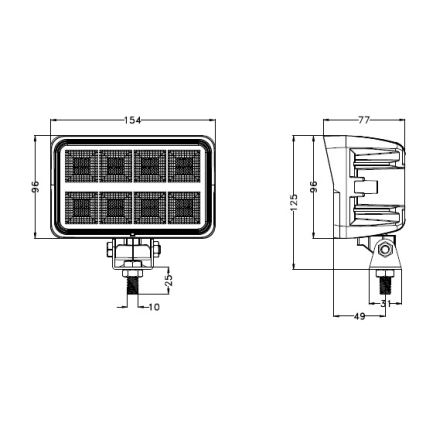 LED Car spotlight BLACK LED/160W/10-30V IP69 5700K rectangular