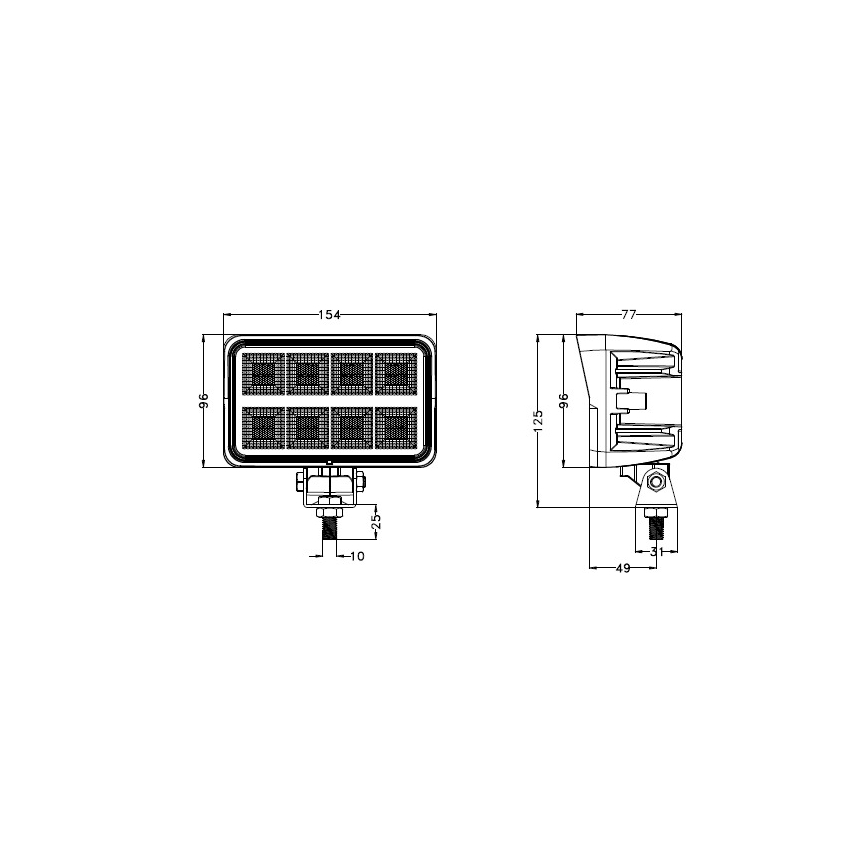 LED Car spotlight BLACK LED/160W/10-30V IP69 5700K rectangular