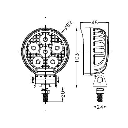 LED Car spotlight BLACK LED/24W/10-30V IP69 5700K round