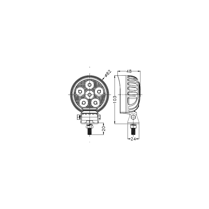 LED Car spotlight BLACK LED/24W/10-30V IP69 5700K round