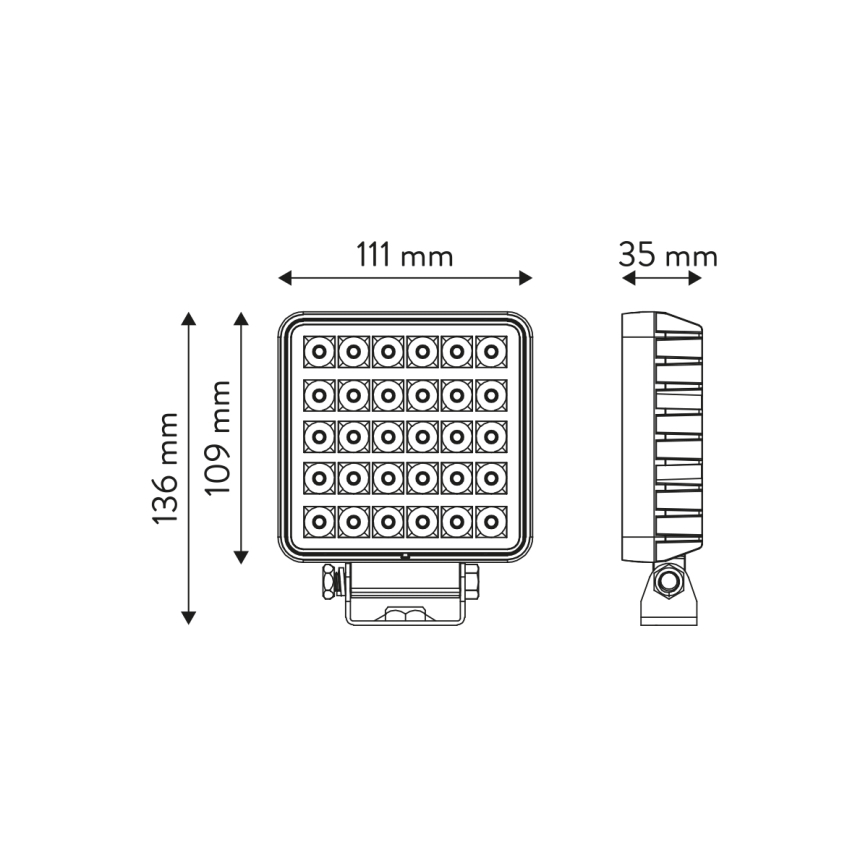 LED Car spotlight BLACK LED/30W/10-30V IP69 5700K angular