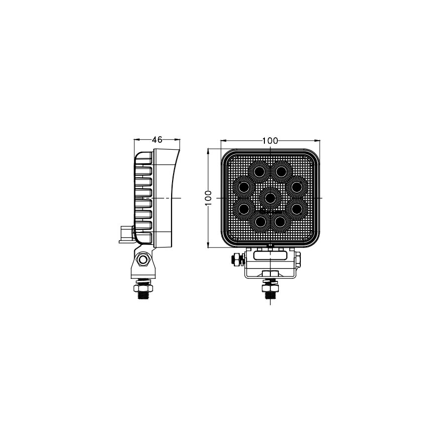 LED Car spotlight BLACK LED/36W/10-30V IP69 5700K angular