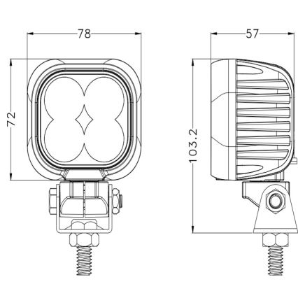 LED Car spotlight BLACK LED/40W/10-30V IP69 5700K angular
